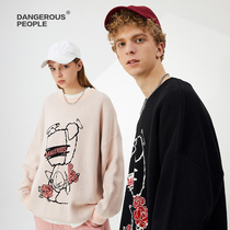 Dangerouspeople Shirk Zhiqiu Rose Needle Bag Bear Sweater Couple Autumn Winter Sweater
