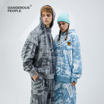 Dangerouspeople Shirk Zhaozhen Dsp letter paper bag with loose suit loose handsome couple hoodies