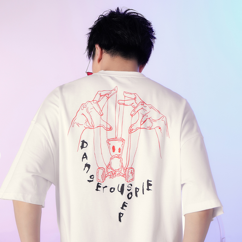 Dangerouspeople Xue Zhiqian dsp string puppet paper bag people trend round neck loose short sleeve t-shirt