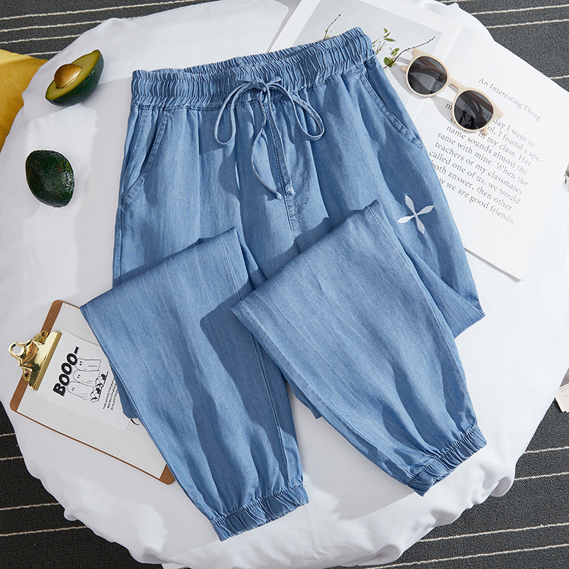 Plus Size Women's Clothing 2025 Spring/Summer Thin Tencel Jeans for Chubby Women, Slim Fit, Loose High-Waisted, Slimming Dad-Style Harem Pants Plus Size Women's Clothing 2025 Spring/Summer Thin Tencel Jeans for Chubby Women, Slim Fit, Loose High-Waisted, Slimming Dad-Style Harem Pants
