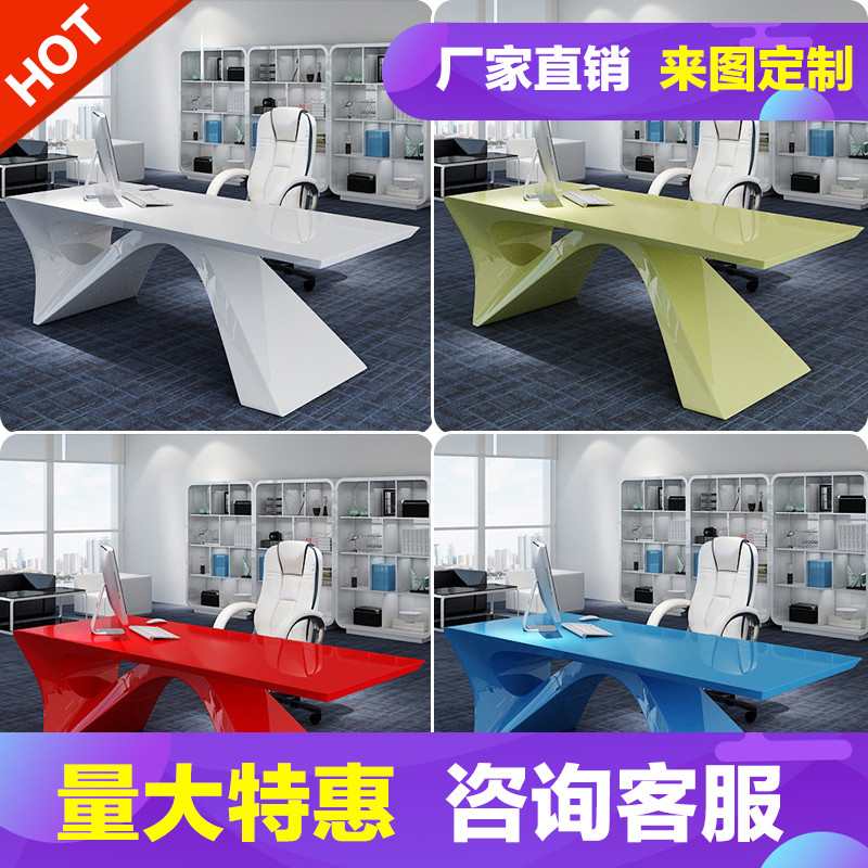 Xingchun boss desk simple modern white piano paint desk president executive desk manager supervisor table and chair group
