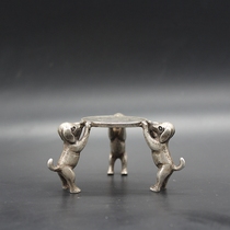 White copper zodiac dog oil lamp antique bronze zodiac dog candlestick ornaments home office decoration crafts