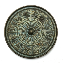 Antique antique miscellaneous collection antique Qianlong year twelve zodiac bronze mirror
