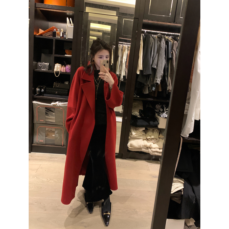 Asm Anna Sicily/Cashmere & Wool Coat Winter High-End Elegant Long Thick Woolen Coat for Women