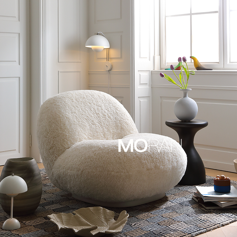 Moyan Lamb Wool Single Sofa Chair Pacha Cloud Chair Lazy Sofa Chair Cream Style Snow Pear Chair
