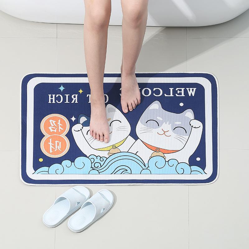 Bedroom kitchen cartoon carpet absorbent foot pad makeup room cartoon cute toilet mat bathroom non-slip mat floor mat