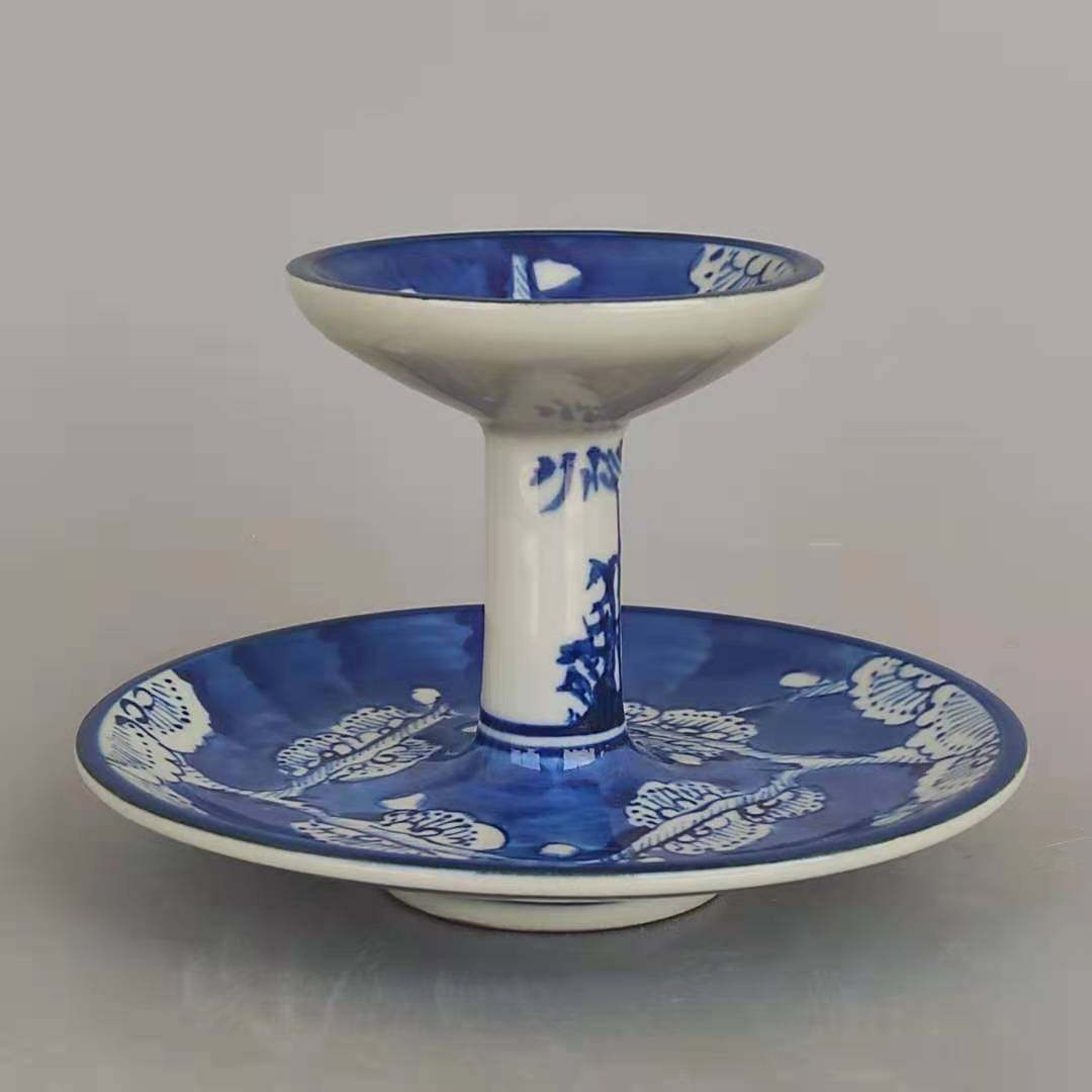 Large Qingqian Longqing flower glaze with red ice plum tattoo wax candle holder oil lamp ancient and antique imitation antique porcelain old stock old stock