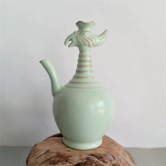 Song Ru Kiln Celadon Glazed Chicken Head Pot Antique Old Goods Porcelain Five Famous Kilns Home Furnishing Bogu Frame Ornament