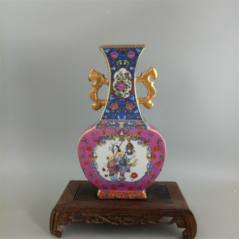 哥窯 雙耳瓶 大清乾隆年製 款 中国古玩 中国美術 唐物 擺件 A421 T10241628820191633.jpg