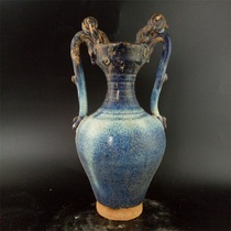 Song Jun Kiln double dragon ear bottle Antique old goods play old goods Antique old unearthed porcelain collection of five famous kiln ornaments