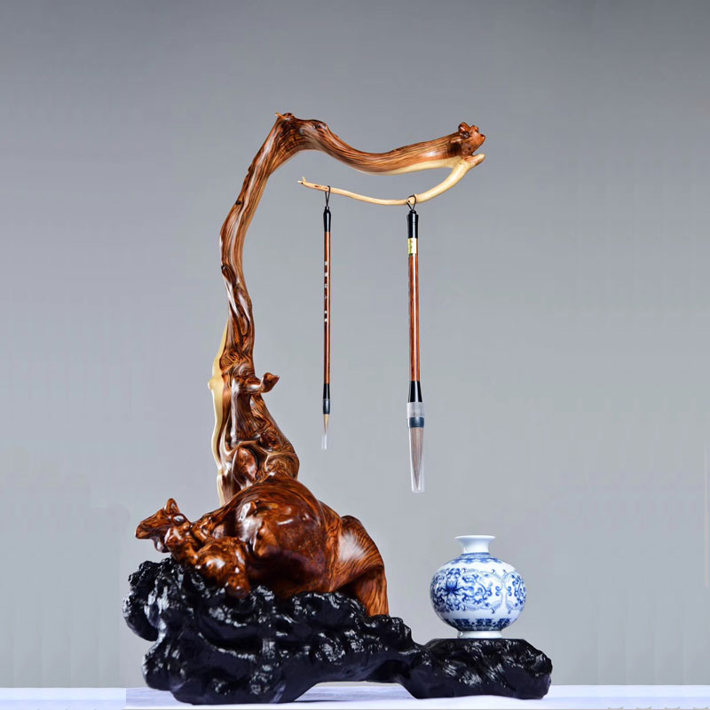 Taihang Cliff Bergen Sculpture Pendulum of aging stock Natural easygoing wood Sculpture Guanyin SuStar Pen Rack Home Living Room Craft Gift Hem
