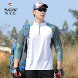 Мужской шелковый быстросохнущий летний лонгслив, эластичная спортивная дышащая дорожная одежда для защиты от солнца