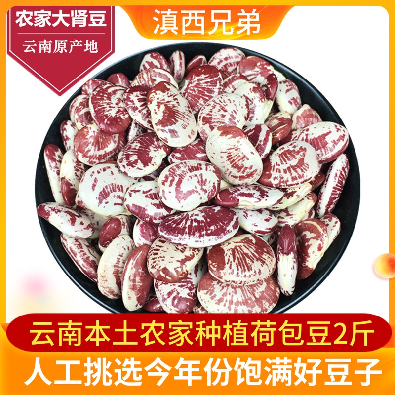 Poached beans 1000g Yunnan farmers produce their own flower kidney beans dried goods yuan bean non-zebra bean multigrain