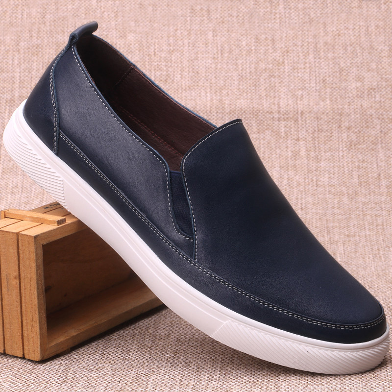 2022 Spring Summer Foreign Trade Men Shoes Genuine Leather Casual Youth Board Shoes Leather Shoes Men Soft Bottom Soft Face Breathable Bullskin Single Shoes