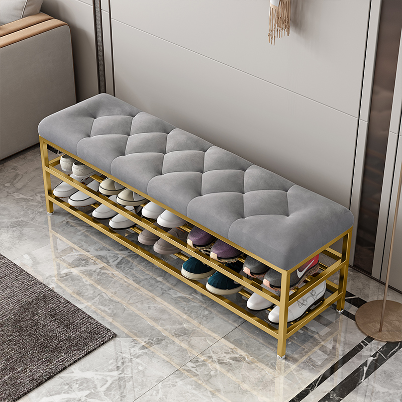 Light luxury shoe stool home entrance entrance wear shoe stool Nordic into the soft bag cushion shoe cabinet can sit bench