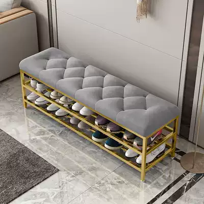 Light luxury shoe-changing stool at home door entrance wearing shoes stool Nordic soft bag seat cushion shoe cabinet can sit long bench