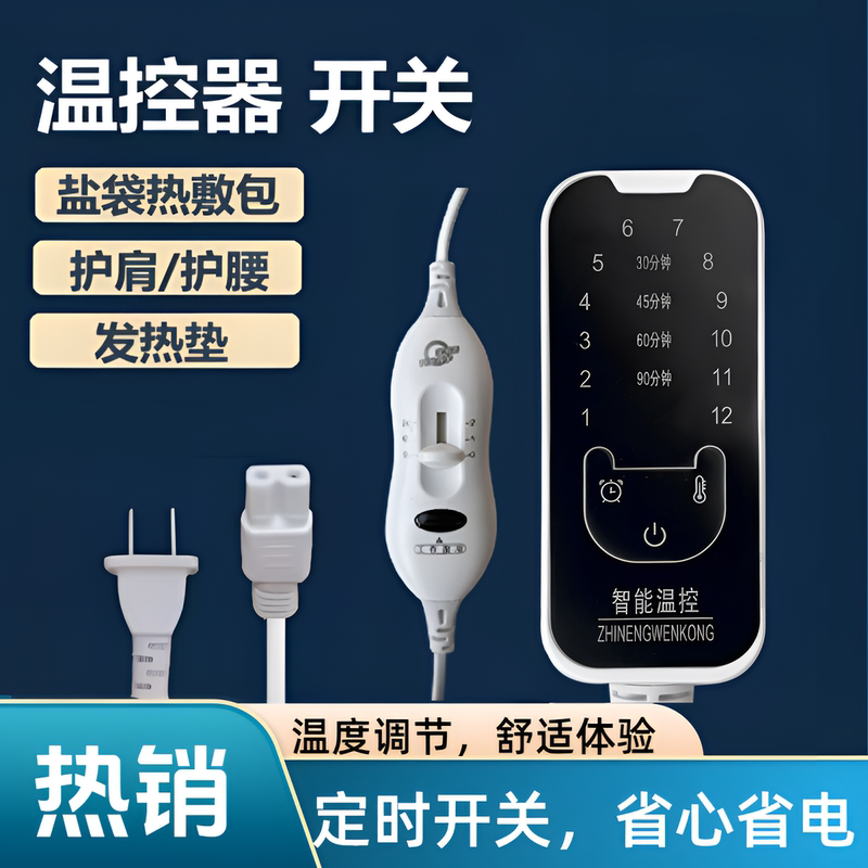 Electric Heating Salt Pack Wire, Sea Salt Hot Compress Pack Switch Accessories, Temperature Control Universal Controller, Dedicated Power Cord