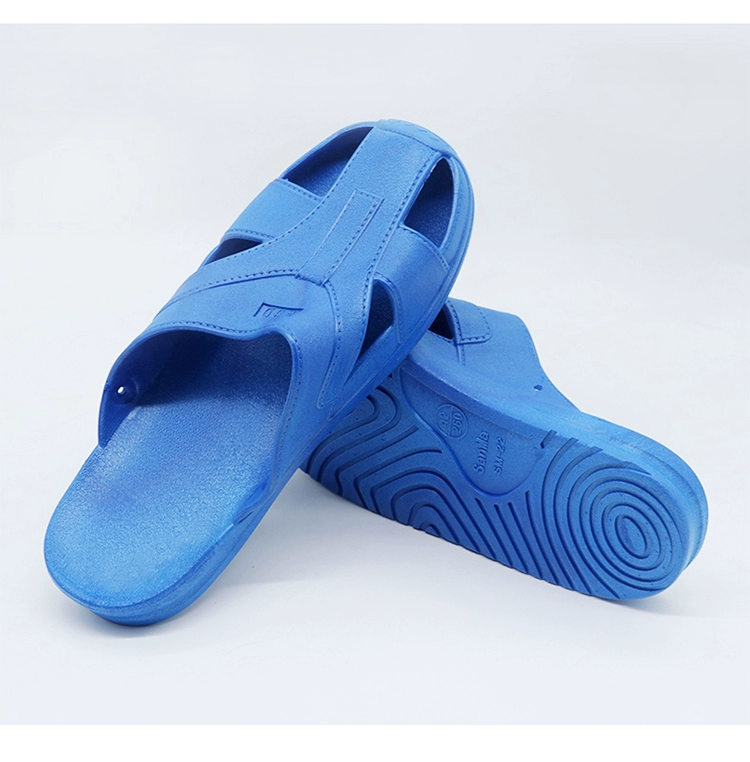 Dép Chống Tĩnh Điện PVC Nhà Máy Điện Tử Xưởng Dày Đế Mềm Không Bụi Thoáng Khí Chống Mùi Spu Mũi Giày Công Sở Xanh Dương dép tĩnh điện