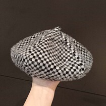 South Korea new childrens hat girl beret small fragrant wind Plaid Bud hat baby thick warm painter hat