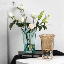 Net red light extravagant Spanish transparent glass vase hem Living room Creative hydroponics floral table Home Decorative Goods