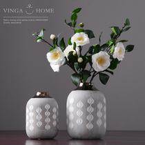 European-style modern minimalist cement grain ceramic vase living room simulation flower dry flower arrangement ornaments ornaments