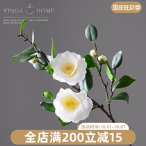 Nordic single Earl Camellia fake flower holding flower simulation living room TV cabinet fabric bouquets decorated with decorative flowers