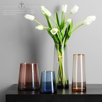 vingahome Nordic Color transparent glass vase swing piece flower arrangement creative living room decorated with water pewter