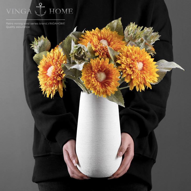 Dry Flower Vase Hem room Ceramic Wire Drawing White Floras Minimalist Home Adornment Furnishing soft decorations