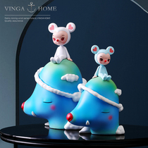 vingahome Cartoon cute zodiac mouse swing pieces Fortune Creative Living Room Mascot Tabletop Soft Decorations