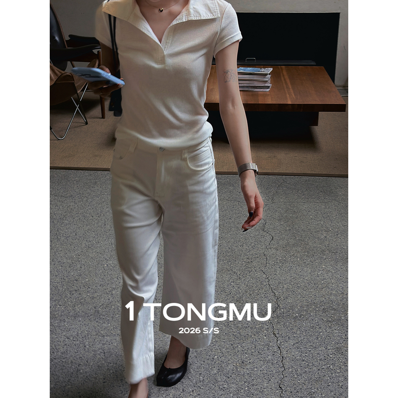 1Tongmu【Labor Model 9/10 Length Pants】Street Style Relaxed Summer Straight-Leg Versatile Fashion Loose Nine-Point Pants