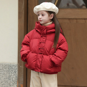 2025 New Style Three-Proof Children's Clothing, Girls' down Jacket, Kids' Short Winter Thickened Duck down Jacket in Chinese Style for Older Children and Toddlers