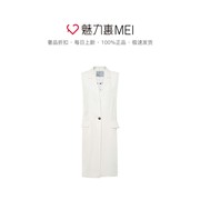 MONO SPACE gạo trắng mùa thu / mùa đông Letter In thời trang đơn giản cho phụ nữ không tay Single-Row Nút Edion Jacket