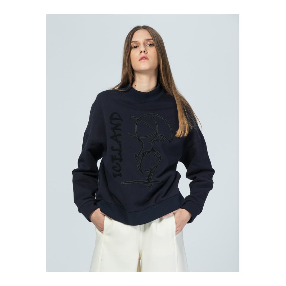 Pre-sale ZUKKA PRO Navy Blue Letter Thêu Cổ áo nhỏ Áo len nữ mùa thu / đông áo nữ