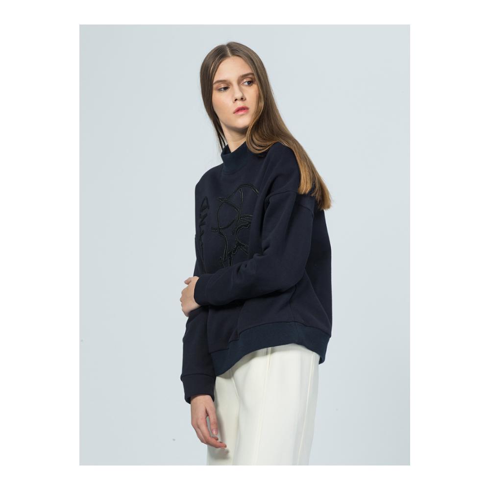 Pre-sale ZUKKA PRO Navy Blue Letter Thêu Cổ áo nhỏ Áo len nữ mùa thu / đông áo nữ