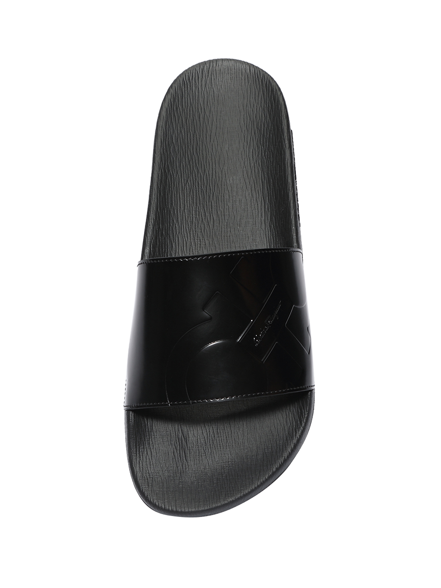FERRAGAMO Ferragamo Đen LOGO dập nổi đôi dép đế bằng đơn giản dép nam adidas