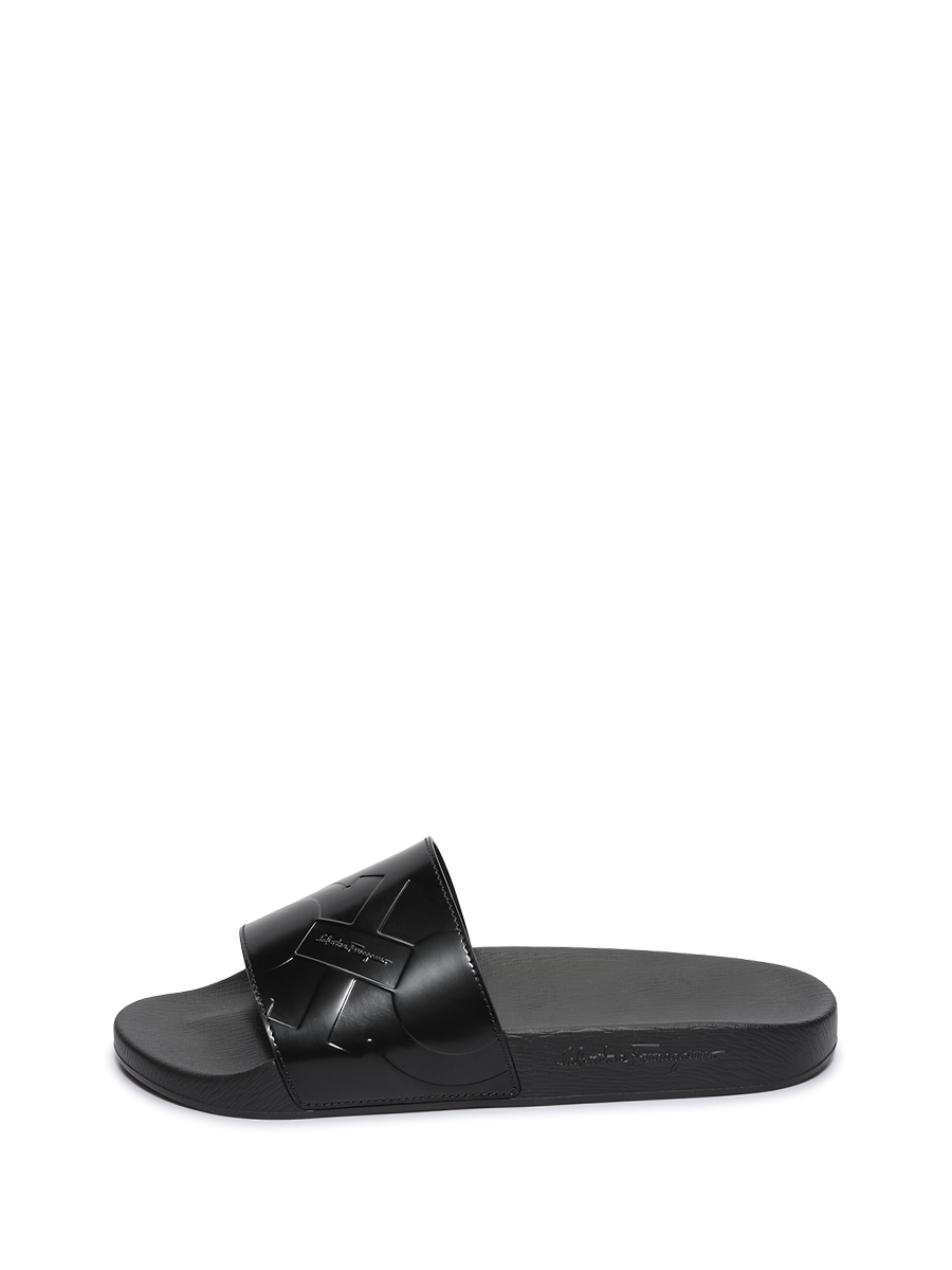 FERRAGAMO Ferragamo Đen LOGO dập nổi đôi dép đế bằng đơn giản dép nam adidas