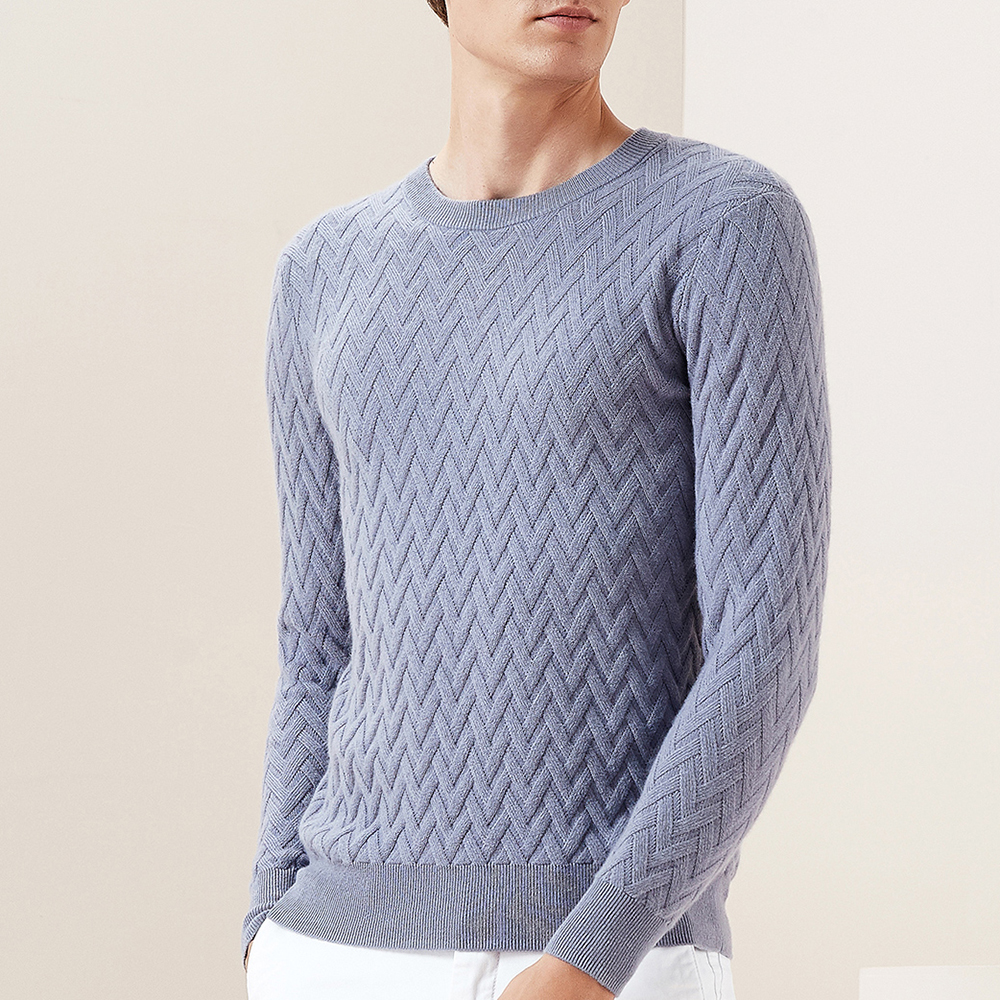 WDLS nhiều màu cashmere len đơn giản vòng cổ thời trang mô hình hình học của nam giới áo len dệt kim.