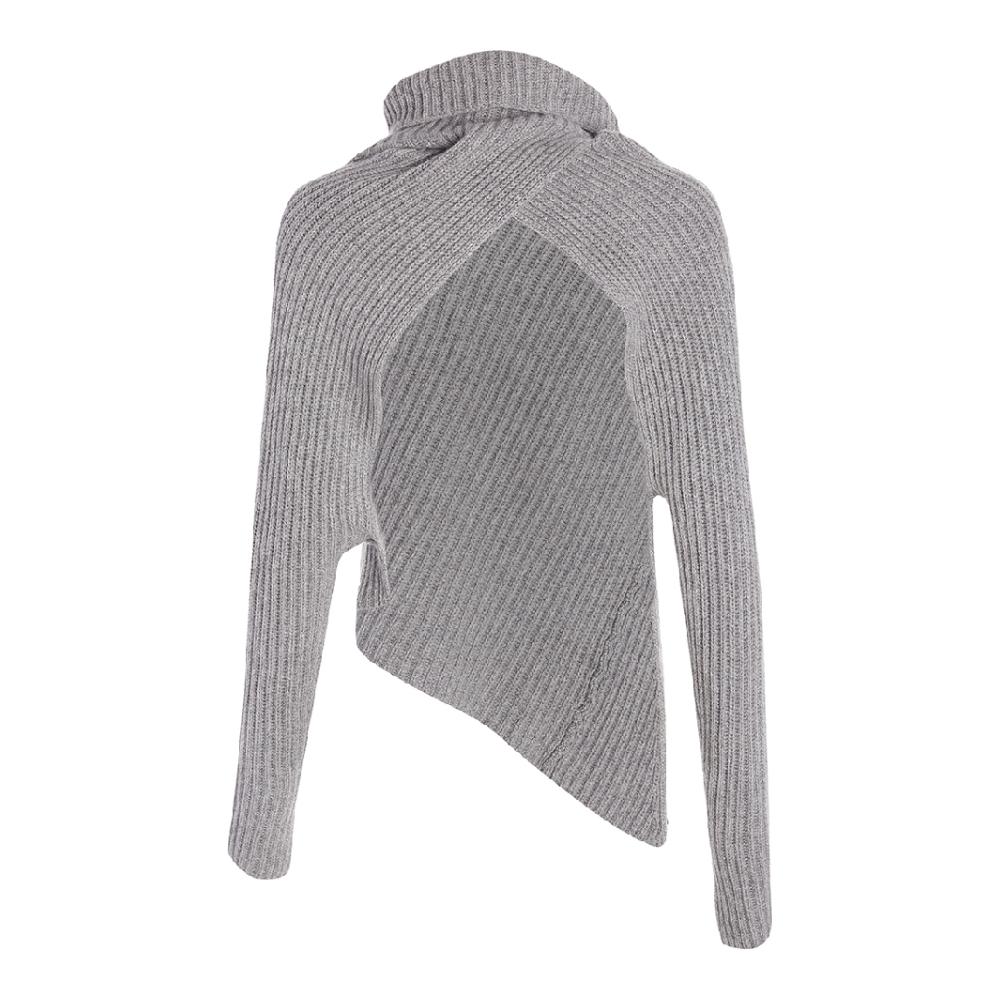 Grey 100cashmere phụ nữ cổ cao đan áo len cashmere áo len cashmere