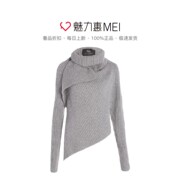 Grey 100cashmere phụ nữ cổ cao đan áo len cashmere áo len cashmere