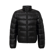 Пуховик мужской prada/普拉达 黑色经典时尚潮流保暖徽标装饰无帽立领男士羽绒服