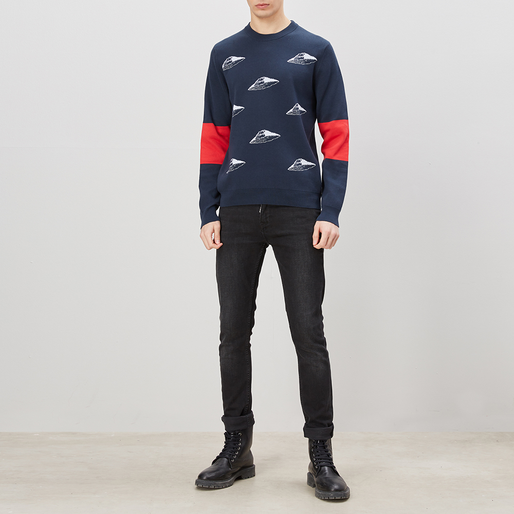 PS Paul Smith 2020 SPRING / SUMMER màu xanh đậm Saucer LIFT HIT MENS KNITSWEATER áo len.