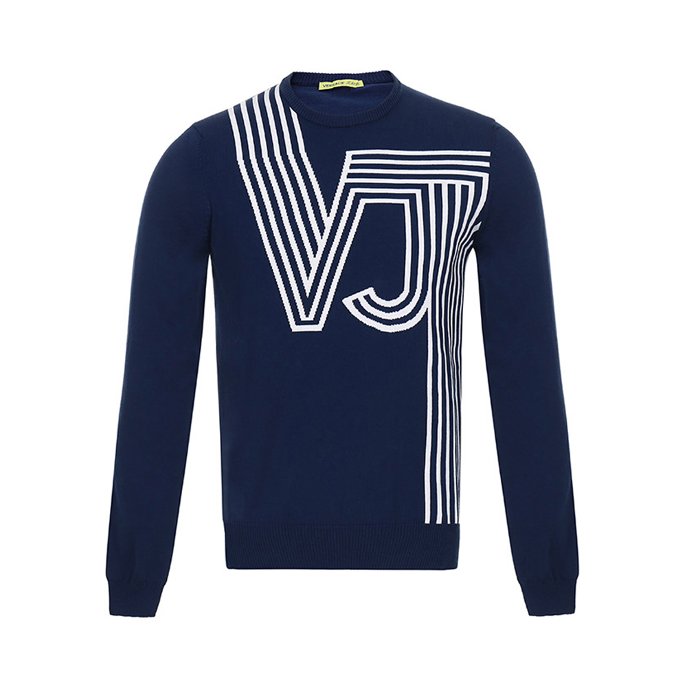 Versace Jeans Couture đa màu áo len knitsweater màu bông vòng cổ phong cách giản dị của nam giới.