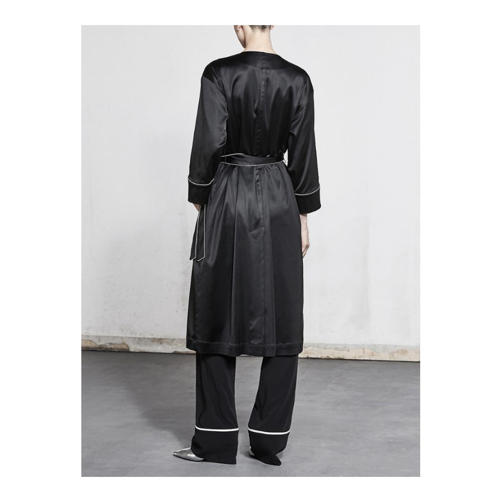 MOCO Moan-TÂN BLACK Minimalist TOUCH-MÀU TRIM dài tay TIE VỚI pajama WIND LADY JACKET