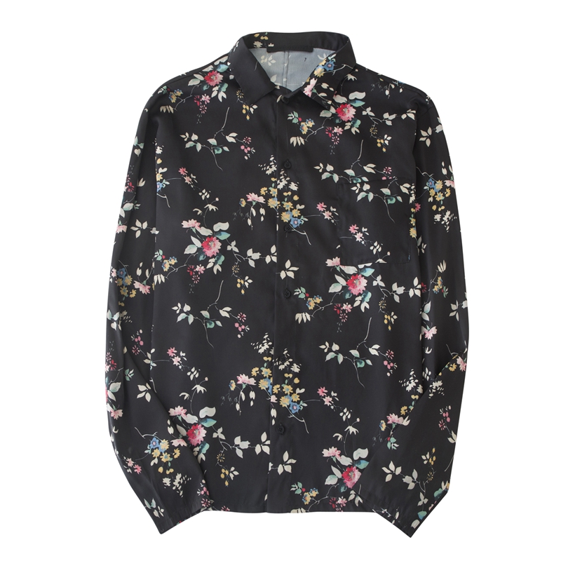 Roaring little eyes Haider Ackermann HA silk mixed with shattered flower long sleeved shirts