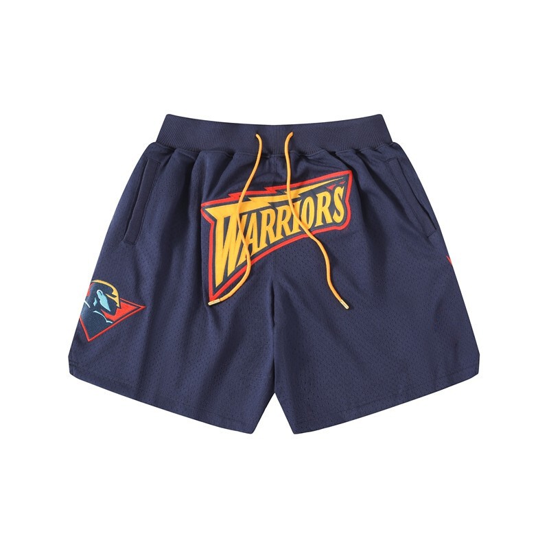 Roaring Little Eyes Just Don Davis Black Eight Golden State Warriors High Street Embroidered Mesh Casual Shorts
