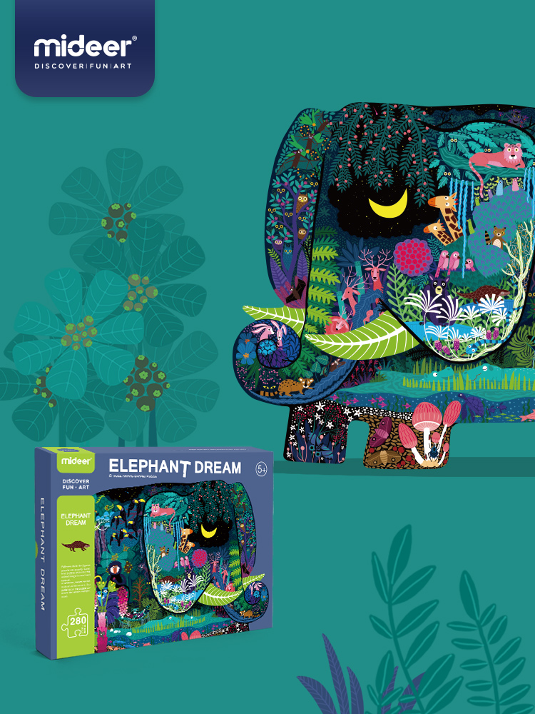 mideer mass deer puzzle children puzzle paper 280p elephants early education toys 3-4-5-6 year old boy girl