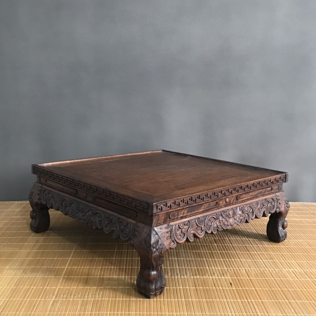 Ancient Playing Wood Ware Antique Old Goods Collection Flowers Pear Wood Finely Carved Flowers Back Tattoo Table Tea Table Yroom Decoration Pendulum-Taobao