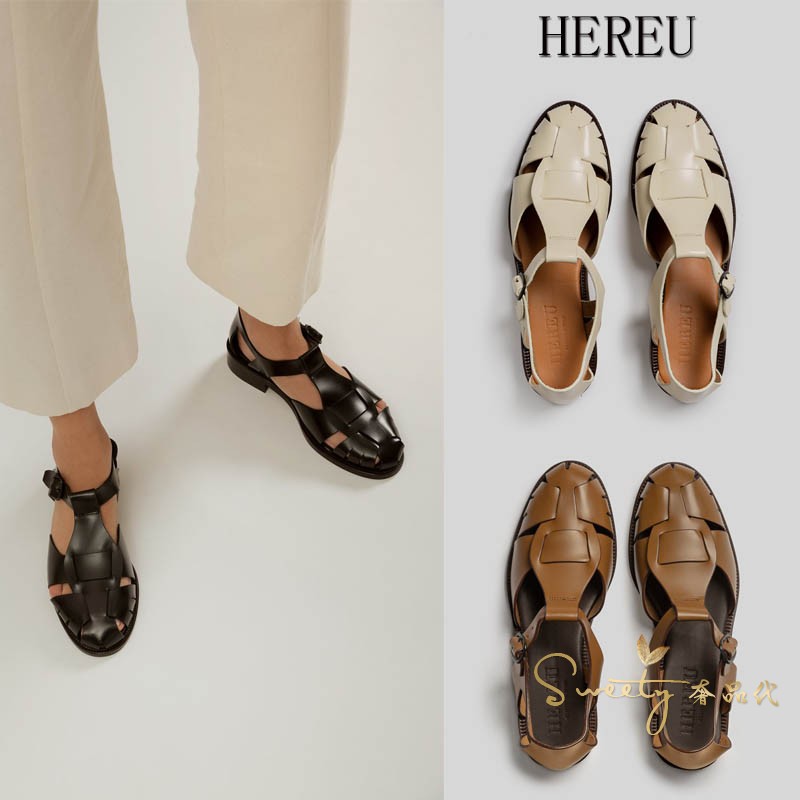 Spot Hereu 22 new classic PESCA woven lace sandal women hollowed-out handmade Roman single shoe woman