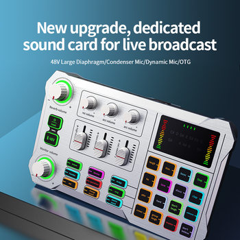 Manufacturer cross-border supply computer mobile phone live broadcast sound card equipment otg bluetooth 48v foreign trade english version x10 spot