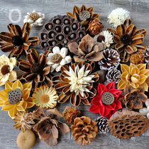 (Handmade dried flower head) living room retro wall decoration painting material coffee table ornaments Christmas wreath DIY material